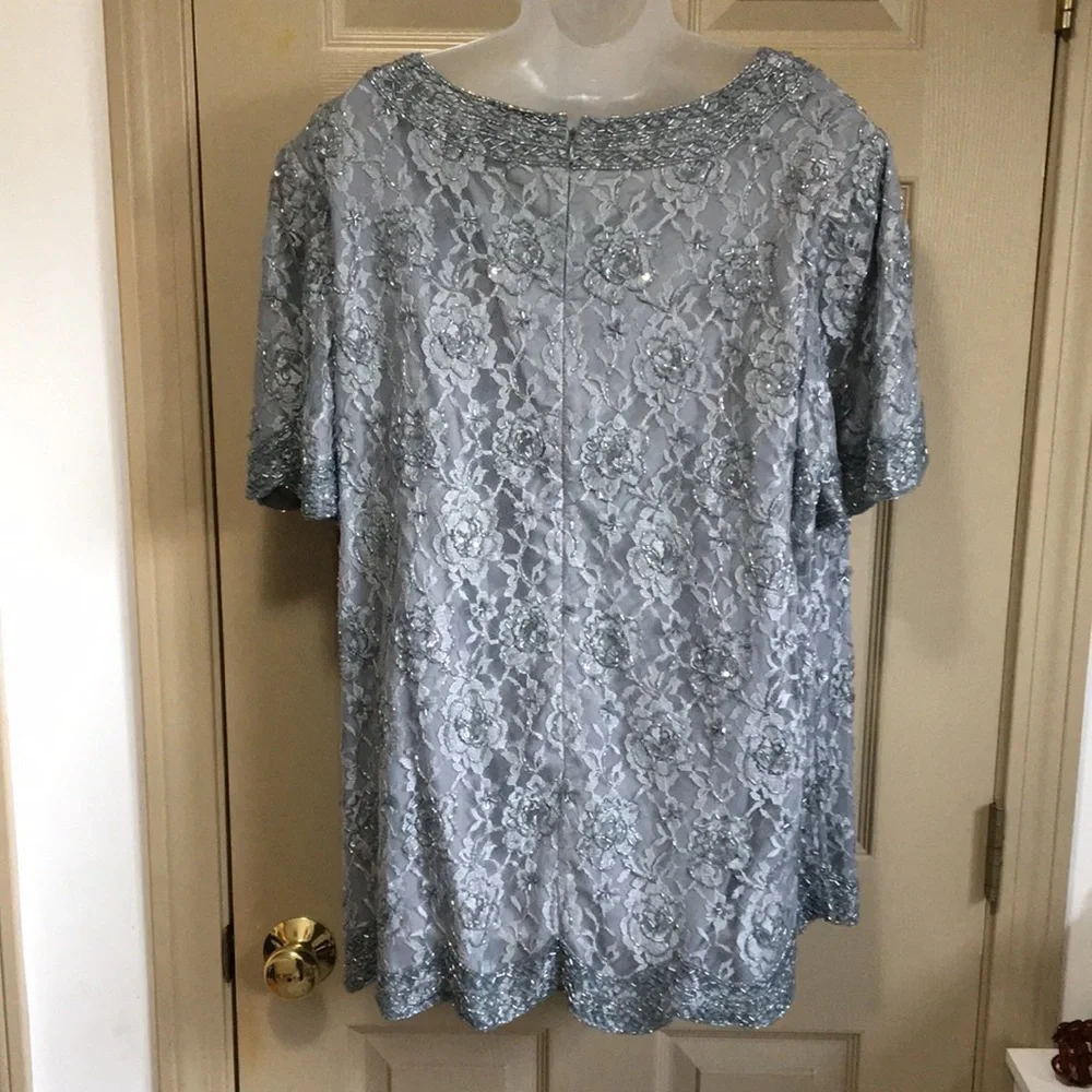 Gray Lace & Bead Blouse by Candlelight& Champagne - Picture 5 of 8